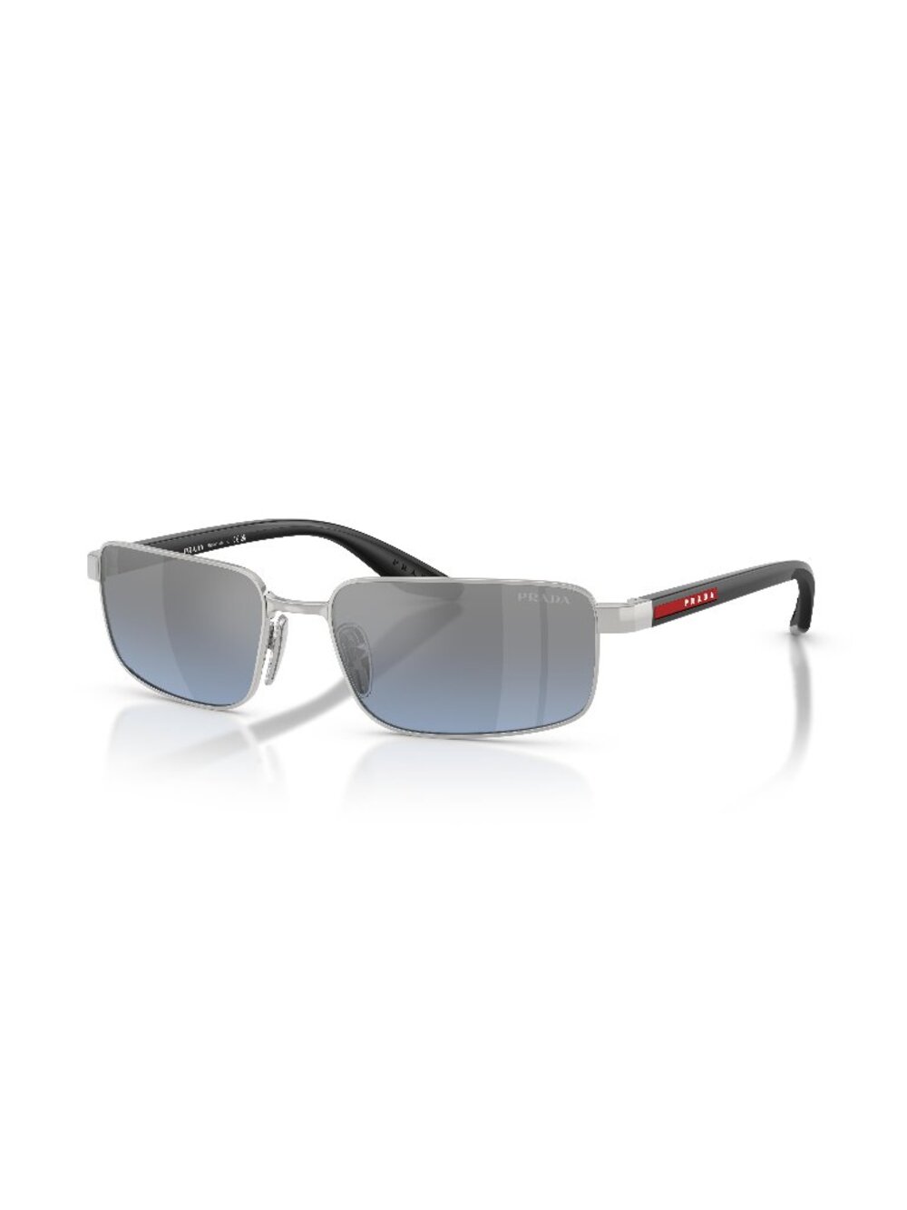 New Prada Linea Rossa Men's Sunglasses Silver Metal Frame PS B54S 1BC11A 59